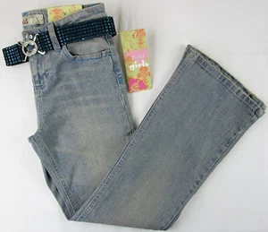 NWT Mudd Girls Faded Sparkle Flare Leg Jeans with Blue Bling Belt, 10 Reg, $34 - Picture 1 of 5