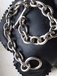 Solid Silver Sterling 925 , Heavy Oval Link T Bar Chain  Bracelet, 25g