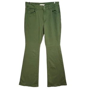 Levi's 726 Flare Green Stretch Pants Size 33 High Rise Wide Leg Jeans - Picture 1 of 6