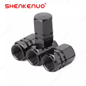 BLACK Tire Valve Stem Car Caps Aluminum Alloy Dust Proof Airtight Air Caps Cover - Picture 1 of 11