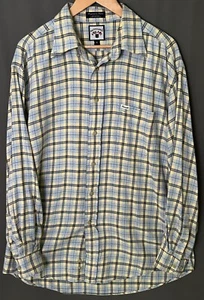 VTG Faconnable XL Blue Yellow Long Sleeve Flannel - Picture 1 of 7
