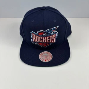 Mitchell & Ness Houston Rockets NBA Vintage Logo Snapback Cap Navy Blue - Picture 1 of 5