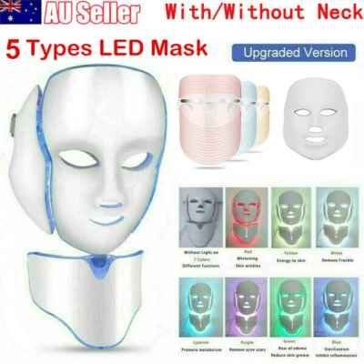3/7 Color LED Light Photon Face Mask Rejuvenation Skin Facial Neck Wrinkle - image 1 of 4