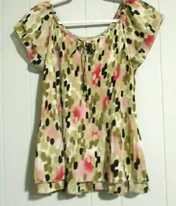 Camicetta top donna L nuove direzioni maniche corte pieghe boho contadina artistica - Foto 1 di 5