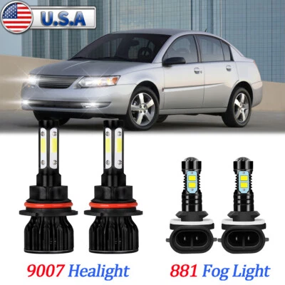 For 2004-2007 Saturn ION 6000K Combo LED Headlight Bulbs High/Low Beam +Fog Lamp - Image 1 of 4