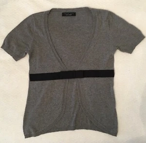 Women's "Twin Set" Top ,short sleeve, Grey/black size:Medium, cotton 90%,10%silk - Picture 1 of 5
