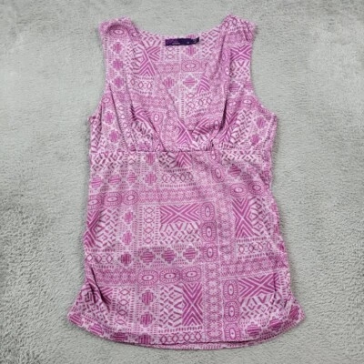 Prana Top Womens Medium Purple Faux Wrap Stretch Blouse Sleeveless - Image 1 of 4
