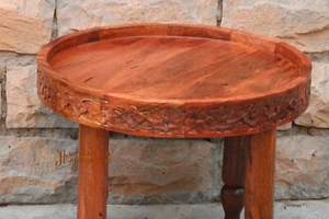 Solid Mango Wood Round Hand Crafted, Hand Painted Coffee Table ,Chakki Table - Picture 1 of 6