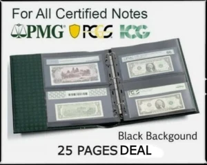 25 Album Pages For Certified Graded PMG PCGS Banknote Currency Lighthouse Grande - Picture 1 of 4