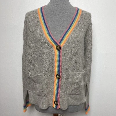 Cárdigan Sundry Pequeño Lana Gris Arco Iris Cachemira Gran Tamaño Cuello en V Anthropologie Foto 1 de 4