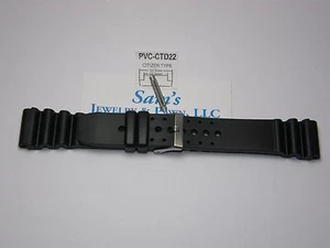 22mm Heavy Rubber Diver Watch Band-Strap (Citizen Aqualand Type/Style) #CTD22 - Picture 1 of 9