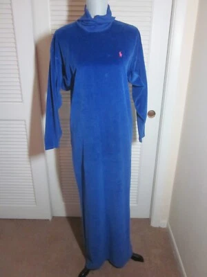 RALPH LAUREN Bata S Pequeña Terciopelo Azul Real Maxi Largo Completo ETIQUETA NUEVA Foto 1 de 4