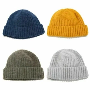 Women Men Knitted Hat Beanie Skullcap Sailor Cap Cuff Brimless Fashion Warm Cute - Picture 1 of 21