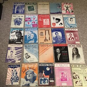 Huge Vintage Sheet Music Lot 25 Pieces Mostly 1910 1920 1930 1940 1950