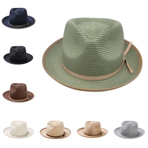 Panama Style Sonnenhut knautschbar breite Krempe Sonnenhut Fedora Stroh Strand Sommerhut - Bild 1 von 20