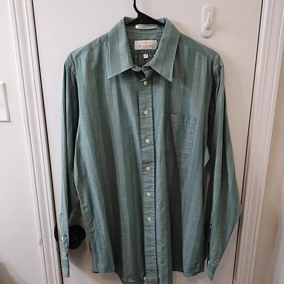 Camisa de vestir Bill Blass para hombre manga larga con botones, talla 16 34/35 hecha en EE. UU. Foto 1 de 4