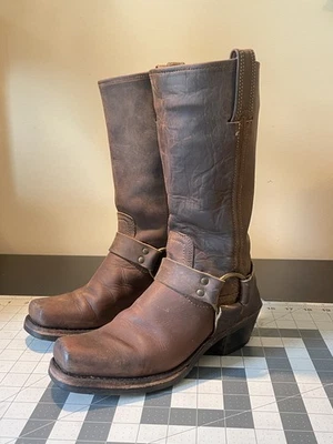 Frye Harness 12R Western Boots Women’s Brown Leather Biker Size 7 - Image 1 of 4