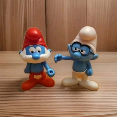 Lote de 3 juguetes de comida rápida de Los Pitufos Pitufo de Papanicolaou Pitufo Brainy T8 Foto 1 de 3