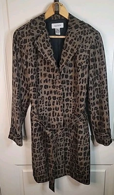 100% шелк пальто куртка двубортный женщин M леопард гепард - Изображение 1 из 4