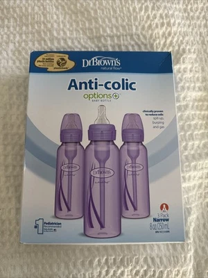 Opciones anticólicos + Paquete de 3 pezones estrechos de 8 oz para reducir los cólicos LIBRE DE BPA púrpura Foto 1 de 4