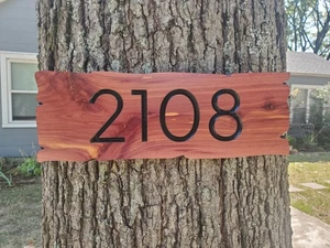 Rustic House Street Number Plaque Custom Address Sign Carved Wood Personalized - Picture 1 of 10