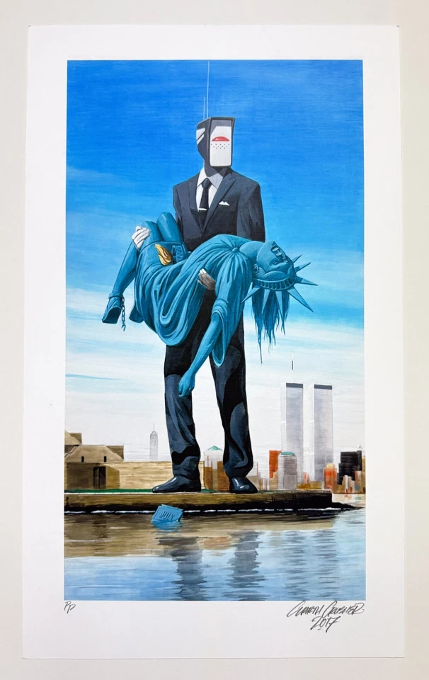 Earth Crusher Lady Liberty 售罄签名印刷版 Banksy Street Art 1XRUN — 第 1/4 张图片