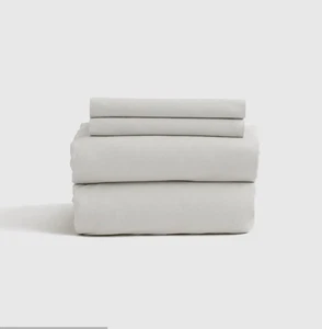 NWT! Quince Organic Brushed Cotton Gray Sheets & 1 Pillowcase! Twin (676)(READ) - Picture 1 of 10