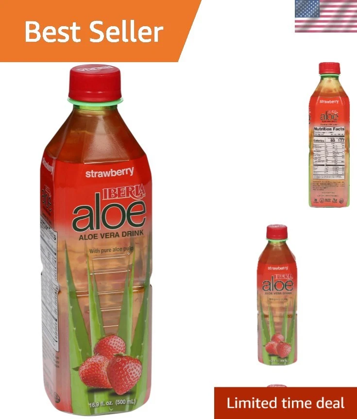 Iberia Aloe Vera Juice Drink Strawberry 16.9 FL Oz Pack of 24