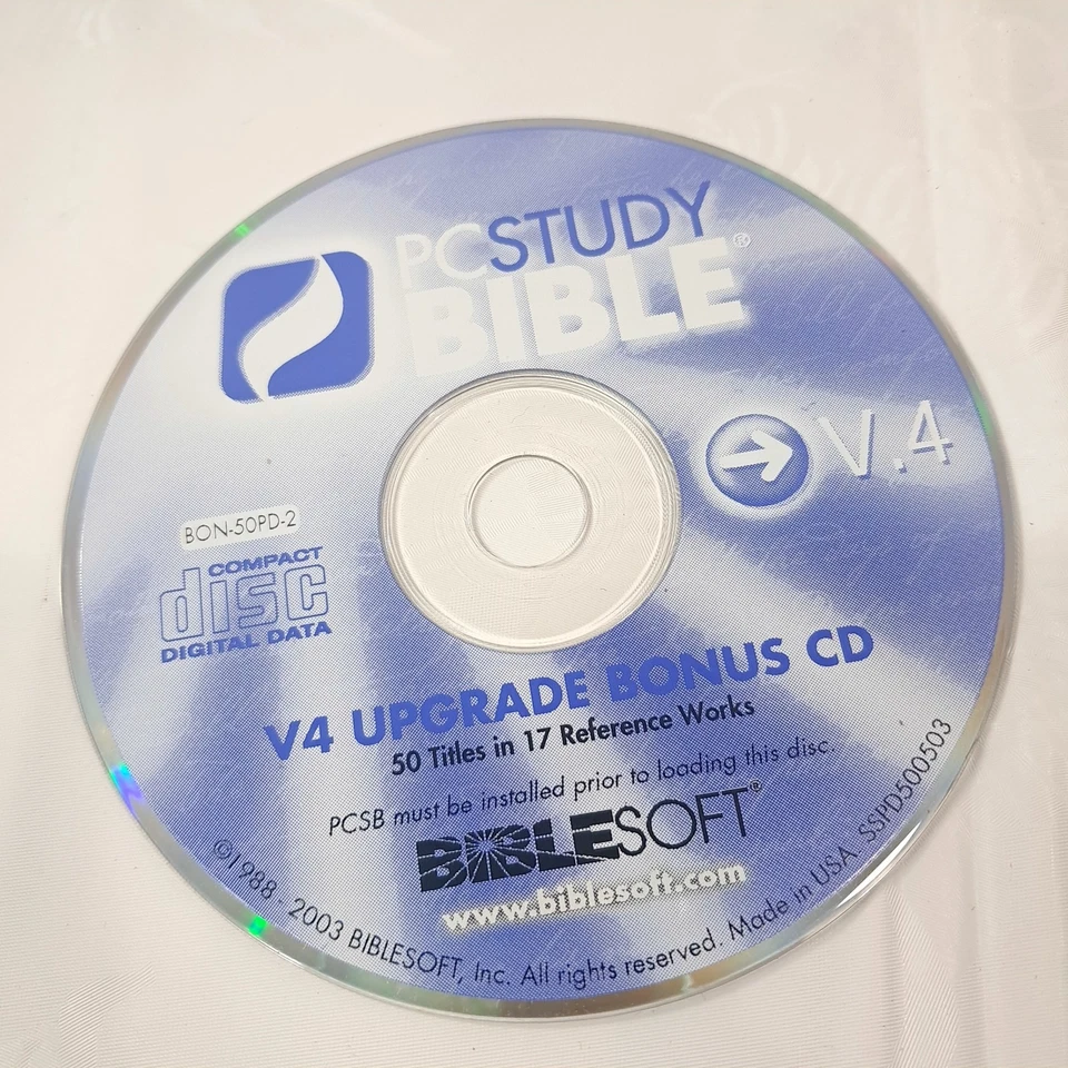 PCStudy Bible Soft V4 upgrade bonus cd version 4 disc Windows Biblesoft Pc Study - Image 1 of 1