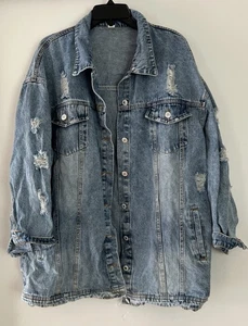 Women's Hengsheng Jeans Distressed Denim Jacket - 3XL - Picture 1 of 9