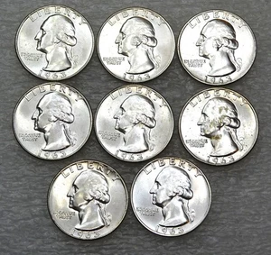 1963-D Washington Silver Quarter Gem BU Original & Frosty lot of 8 coins #Q189 - Picture 1 of 2