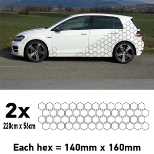 Car Outline Medium Hexagon Camouflage Side Kit Honeycomb Stickers Graphics CCK5M - Picture 1 of 2