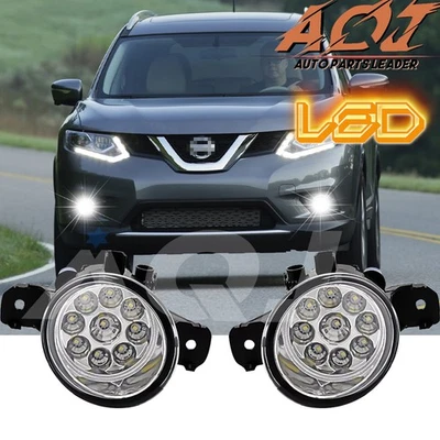 Pair of LED Front Bumper Fog Lights Lamps For Nissan Rogue 2008-2016 Foto 1 de 4