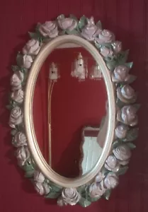 Vintage Home Interiors Mirror Roses and Leaves 27 x 19 - Picture 1 of 1