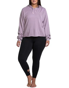 SOFFE Curves Crop Hoodie - Plus Size 2X - Chalk Purple Yoga Pilates Workout - Picture 1 of 3