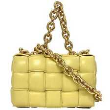 BOTTEGA VENETA The Chain Cassette Shoulder Bag Light Yellow Gold Maxi Intrecciat