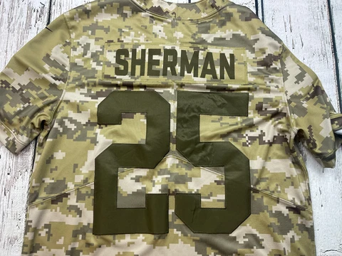 49ers Salute to Service Jersey Size Large Richard Sherman San Francisco Camo Cover