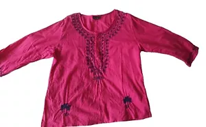Kushi rosa Baumwolle Tunika Gr. XL passt Gr. 12 Hippie Boho Festival - Bild 1 von 6