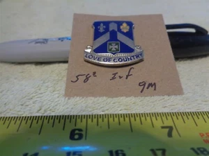 58th Infantry 9M Unit Crest, DI, DUI (DRAW#211) - Foto 1 di 1