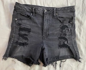 American Eagle Super Stretch Black Hi-Rise Shortie Distressed Size 12 Festival - Picture 1 of 10