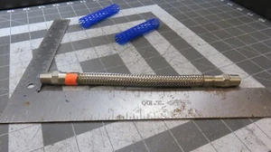MB-304 High Temp Braided Flexible Hose 1/4"NPT 5.25" Live Length 8.25"OAL 321-A - Picture 1 of 6