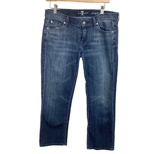 7 For All Mankind Straight Leg Cropped Denim Jeans Size 30 Low Rise - Picture 1 of 11
