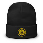 Bitcoin Crypto Currency Symbol Ticker Embroidered Cuff Beanie
