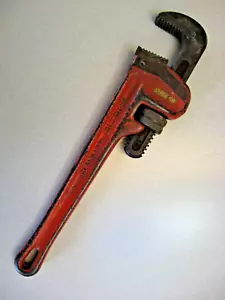 RIDGID TOOL CO 12" HEAVY DUTY RED STRAIGHT PLUMBING PIPE WRENCH MADE IN USA - Picture 1 of 4