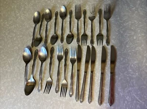 LOT 23 EKCO MAYFLOWER Stainless Rose Eterna Glossy Silverware Flatware - Picture 1 of 12
