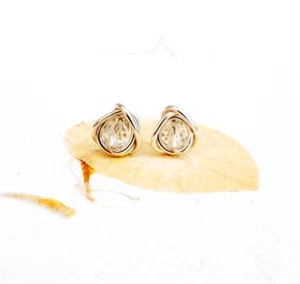 Crystal Quartz Stud Earrings Sterling Silver Handmade April Birthstone Gift Wrap - Picture 1 of 3