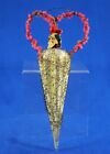 RARE ANTIQUE WIRE WRAPPED PARASOL CHRISTMAS ORNAMENT WITH SCRAP FACE SANTA