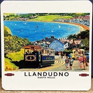 Llandudno North Wales (old rail advert) - Drinks Mat / Coaster (og) - Picture 1 of 1