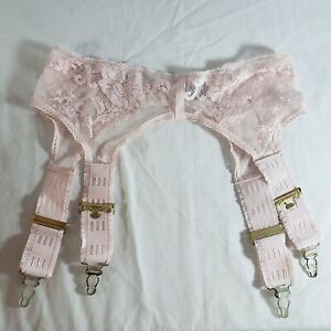 Victoria's Secret Pink Lace Garter Belt Small Wide Strap Vtg Floral