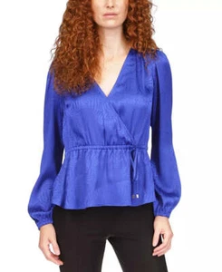 Michael Kors Petite Printed Long Sleeve Wrap Top 6C 2196 - Picture 1 of 5